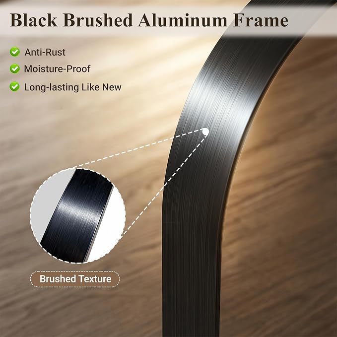 Arch Bathroom Mirror, 30"x48" Wall Mounted Vanity Mirror with Deep Frame, Tempered Glass Decor Mirror for Bathroom, Bedroom, Entryway and Living Room, Hanging or Leaning, Black