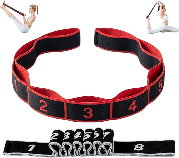 2Pack 8-Section Resistance Band with Numbered Markings, Exercise Band for Stretching, Yoga, Pilates & Home Fitness - Track Progress with Adjustable Tension, High-Elastic Latex Training Band
