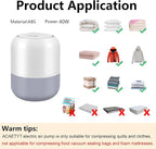 Electric Air Pump for Vacuum Storage Bags, Portable Vacuum Pump for Various Space Saver Bags, Vacuum Storage Bag Pump for Compression Quilts, Clothing (Storage Bag Not Included)