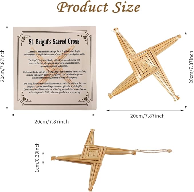 Brilucky Traditional St. Brigid's Wall Cross, Celtic Cross Imbolc Decor, Irish Blessing Wall Decor, 8 Inch