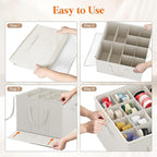 Lifewit Shoe Storage Organizer for Closet, Fabric Large Shoe Box Storage Containers with Clear Cover, Foldable Bins for Boots Heels Sneakers Fits 36-48 Pairs (Each 12-16 Pairs) 3 Pack White