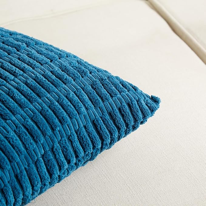 Fancy Homi 4 Packs Decorative Throw Pillow Covers for Living Room Couch Bed, Modern Farmhouse Boho Home Décor Accent Cushion Case, 18" x 18", Teal