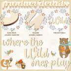 Kigley 5 Pcs Playroom Wall Decor 15.4" x 18" 3D Where The Wild Ones Play Nursery Sign Wooden Wall Art Decoration for Kids Toddler Room Decor Boys and Girls Kindergarten Bedroom Word Sign(Wood Color)