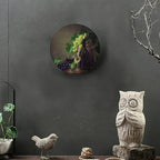 Decorative Plate Stand, 8 Inch, Grapes And Wine On Wooden Table Round Display Plate, Handmade Ceramic Ornament, for Home Kitchen Bedroom Decorative Ornaments