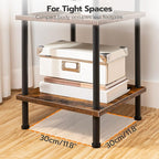 HOOBRO 3-Tier Corner Shelf Stand, Corner Square Rack Display Shelf, Tall Storage Plant Stand, Bookcase for Small Spaces, Living Room, Home Office, Kitchen, Rustic Brown and Black BF153CJ01