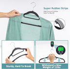 Heavy Duty Plastic Hangers 50 Pack, Space Saving Clothes Hangers, Non-Slip, 0.2 Inches Slim, 360° Swivel Silver Hook for Shirts, Sweaters & Pants, Black and Dark Gray