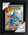 Creative Picture Frames 6.75 x 10.25 Magazine Comic Book Frame with Full-Strength Glass, Holds Up To A 1/4" Thick Media with Installed Hangers for Easy Mounting, 8x12 Black Frame with Black Mat