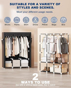 Mavivegue Portable Closet, 50 Inch Wardrobe Closet, Portable Closets for Hanging Clothes with 3 Hanging Rods and 6 Storage Shelves for Bedroom, Black