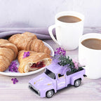 Lavender Metal Truck with Lavender Bouquet Farmhouse Vintage Mini Metal Truck Pickup Farm Tiered Tray Decor for Farmhouse Country Home Elegant Purple Pickup Table Decorations