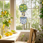 RattanView Large Size Chinoiserie Lemon Tree Door Hanger Rustic Topiary Wooden Sign Front Door Home Wreath Ornament for Farmhouse Indoor Outdoor Yard Porch Welcome Decor, 27.16 x 11.81 in
