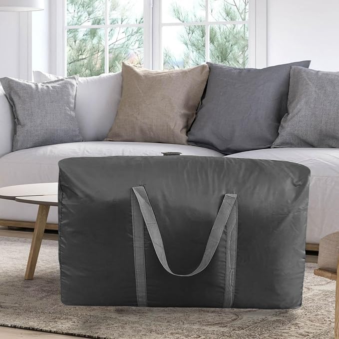 100L Extra Large Storage Bags, Big Moving Bags with Strong Zippers & Carrying Handles, Packing Bags for Moving, Storage, Travel and Camping, Storage Totes For Space Saving (Black, 2 Pack)