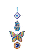 Decorative Bird Mobile Wall Hanging, Colorful Swallow Design with Flowers, Traditional Tattoo Style Art (Butterfly_Hanging_D_2)