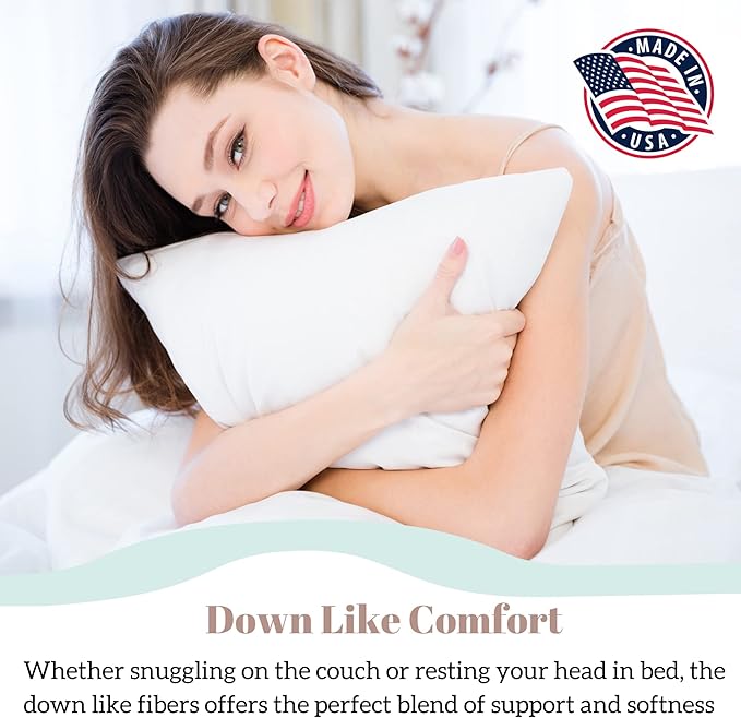 Pillowflex Synthetic Down Pillow Insert - 20x26 Down Alternative Pillow, Ultra Soft Standard Bed Sleeping Pillow, Large Rectangle Sham - 1 Decorative Pillow Form