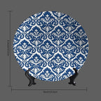 Turkish Decorative Plates, 6 Inch, Navy Blue Round Display Plate, Handmade Ceramic Ornament, for Display Living Room Kitchen Closet Table Decor