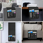 NB Sofa Armrest Organize Remote Holder Bedside Caddy Organizer With 5 Pockets，Non-Slip Couch Remote Control Holder Couch Armchair Caddy Accessories (Black, 35"X12.4")