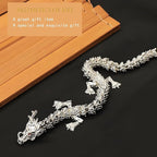 LIYAOLI 3D Printed Metal Articulated Dragon 2024 Silver Chinese Dragon Statue 9 Inch Flexible Joints Luck Statue Decor for Home Office Desk Decoration