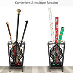 Dualplex Umbrella Holder Umbrella Stand Rack Metal Entry Hallway Décor w/Removable Drip Tray for Home Office Holds Umbrellas Canes Walking Sticks 16" Tall (Square, Antique)