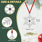 Set of 3 Christmas Hanging Ornaments - Silver Snowflake Star Pawprint Christmas Tree Decor for Xmas Tree Gift Decorative Hanging Ornaments Hanging Pendants (3, Silver Snowflake)