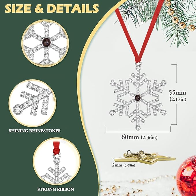 Set of 3 Christmas Hanging Ornaments - Silver Snowflake Star Pawprint Christmas Tree Decor for Xmas Tree Gift Decorative Hanging Ornaments Hanging Pendants (3, Silver Snowflake)