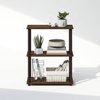 Furinno Turn-N-Tube Book Shelf, 3-Tier Bookshelf, Bookcase with Multipurpose Compact Display Rack, 11.6 x 23.6 x 29.6, for Living Room, Bedroom, Home Office, Walnut/Brown