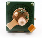 Natural Solid Wood Handcrafted Beech Wooden, Musical FigureTotoro/Carousel/Fairy/Ballerina Figurine,Rotating Hand Crank Mechanism Music Box,Musical Decorations (Green Christmas Train)