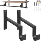 AddGrace Heavy Duty Closet Rod and Shelf Brackets 8 Inch Wall Mounted Closet Rod Bracket with Pole Holder Shelving Support with Screws for Laundry (2 Pack)