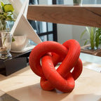 Wood Chain Link Decor--3 Link Wood Knot Decor Hand Carved Coffee Table Decor Farmhouse Rustic Shelf Decor Boho Modern Simplicity Decorative Objects for Living Room Bedroom Decorations (Red)