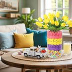 Easter Decorations - Mini Farmhouse Vintage Metal Truck with Easter Eggs & Bunny, White Spring Farm-Style Pickup Decor for Table Tiered Tray Home Kitchen Office Keepsake Gifts