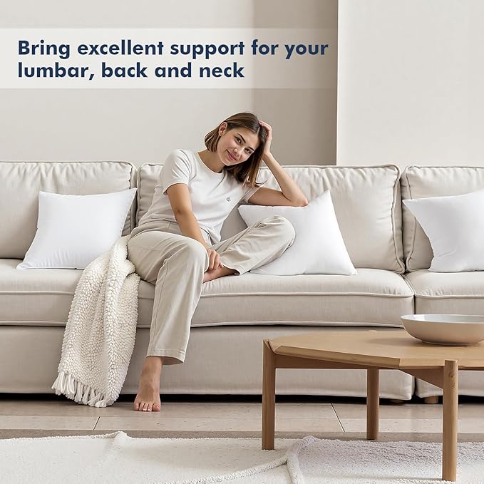 MIULEE Throw Pillows Inserts, Pack of 4 18x18 Inch 100% Virgin Fiber Filling Bed Couch Pillows
