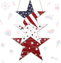 4th of July Decorations Wooden Welcome Sign, Wooden American Flag Star Wreath, Outdoor Wall Hanging for Front Porch, Memorial Day Home Decor (Retro)