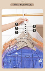 Hanging Vacuum Storage Bags 6 Pack Combo Jumbo Large Space Saver Bags, Vacuum Sealer Bags for Clost Storage Organizer, Clothes Garment Coat Dress Protector