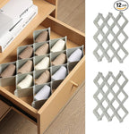 ROUFA Sock Drawer Organizer for Dresser, Honeycomb Underwear Dividers for Women, Panty Separator for Bras, Socks, Belt and Leggings (2 Sets/12pcs,Grey)