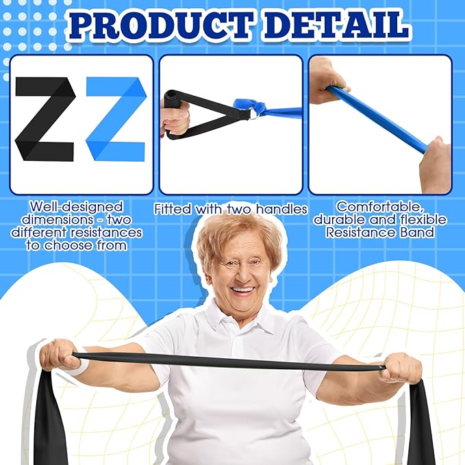2 Pcs Resistance Band with Handles Chair Exercise Equipment for Seniors Physical Therapy Band Gifts for Elderly Women Rehab, Physical, Grandma, Grandpa