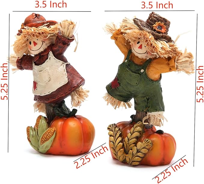 Hodao Collectible Thanksgiving Pumpkin Scarecrow Figurines Harvest Scarecrow Decoration Fall Decorations for Home Handcrafted Artistry Decor Thanksgiving Gifts Tabletop Decor