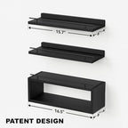 WOPITUES Floating Shelves for Wall with Cube Shelf, Wall Shelves with Metal Rail for Bathroom Decor, Bathroom Organizers and Storage, Over Toilet Shelves for Toilet Paper-Black