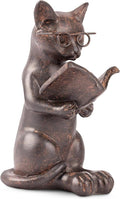 Young's Inc Cat Figurine - Cute Cat Statue - Whimsical Cat Decor for Cat Lovers, Collectibles and Meditation Decor - Cat with Eye Glasses - 4'' L X 3'' W X 5'' H