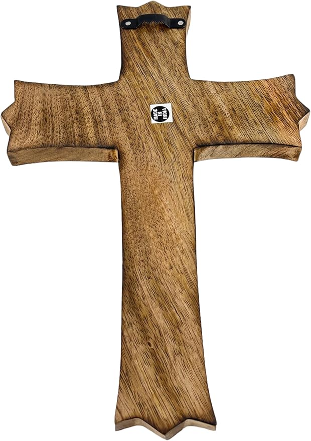 Wooden Cross 12 Inches Handmade Catholic Crucifix Wood Wall Cross Christians Spiritual Hanging Ornament Church Wall Decor For Home Office Living Room Long Hand Carved Ideal Christmas Gift for Women