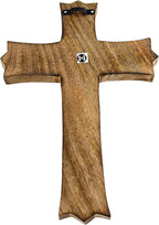 Wooden Cross 10 Inches Handmade Catholic Crucifix Wood Wall Cross Christians Spiritual Hanging Ornament Church Wall Decor For Home Office Living Room Long Hand Carved Ideal Christmas Gift for Women