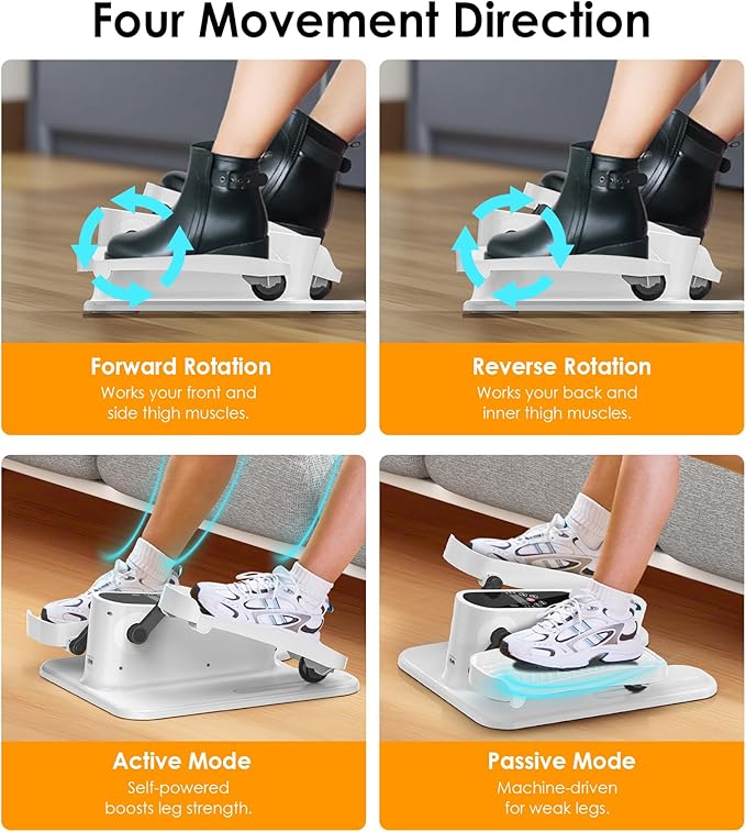 Under Desk Elliptical Machine, Electric Seated Leg Exerciser for Seniors, Adjustable Speed & Low-Impact Design, Quiet Portable Trainer with Remote Control for Home Office