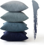 MIULEE Boho Farmhouse Throw Pillow Covers 20x20 Inch Set of 4 Western Neutral Decorative Cushion Covers Soft Modern Coastal Corduroy Spring Decor for Couch Bed Sofa Living Room Dark Blue Navy Series