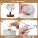 Fenmzee Small Table Lamp for Bedroom - Inline Control, Bedside Lamp with 3000K A15 LED Blub, Easy Assembly (Cream Shade - Walnut Base, 9" Inline Control)