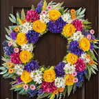 NUPTIO Summer Wreath for Front Door: 26 Inch Spring Wreaths with Hydrangea Daisy Peony Ranunculus Dahlia Hanger - Outdoor Realistic Artificial Flowers Holiday Decor for Wall Window Porch