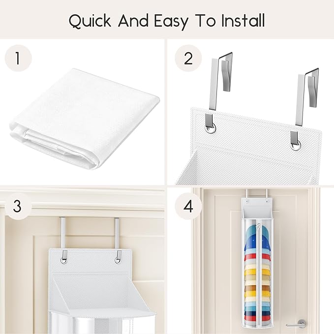 Hat Rack for Door and Closet – Large Capacity Hanging Hat Rack Organizer Holds 30-35 Caps, Over the Door Hat Storage Organizer for Bedroom, Entrance or Dorm, 2 Pack, White