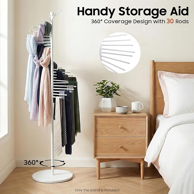 Freestanding Spiral Scarf Rack Stand, Metal Scarf Display Holder with Heavy Base, Scarf Organizer for Closet, for Clothing Store, Apartments, Locker Rooms