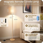 2 Pack Wooden Textured Pole Lamps, Dimmable Floor Lamp for Living Room with Remote and Foot Switch, 64.4” Standing Tall Lamp, Corner Light for Bedroom, Bulb Included, 3000K-6500K, XE06LDP205W1