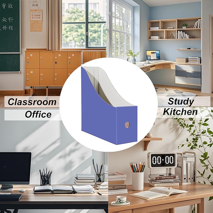 Limitliho 12 Pack Cardboard Magazine Holder for Desk, Book Bins for Classroom Library,Office,Home, 10.6" H x 10.2" L x 3.5" W in Magazine File Holder (Elegant color)