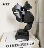 Couples Kiss Sculpture,Black Thinker Resin Statue Ornaments,Silence is Gold Abstract Art Figurine,Abstract Style Sculptures,Living Room Desk Decorations,Bookshelf Decorative Objects