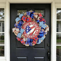 4th of July Decorations Outdoor Patriotic Wreaths for Front Door 250th Anniversary Decorations Red White and Blue American Flag Wreath (God Bless America 3)