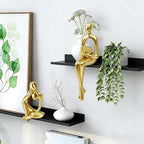 Prettidecor Gold Home Decor Thinker Statue Accents, Set of 3 Thinker Sculptures Office Decor Modern Abstract Resin Decoration on Shelf Table Desk for Living Room Office Bedroom (Gold, Large)