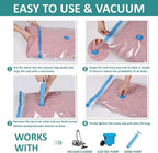 6 Pack Vacuum Storage Bags with Hand Pump, 80% Space Saver Vacuum Seal Storage Bags for Clothing, Travel Lugggage, Blankets, Comforters